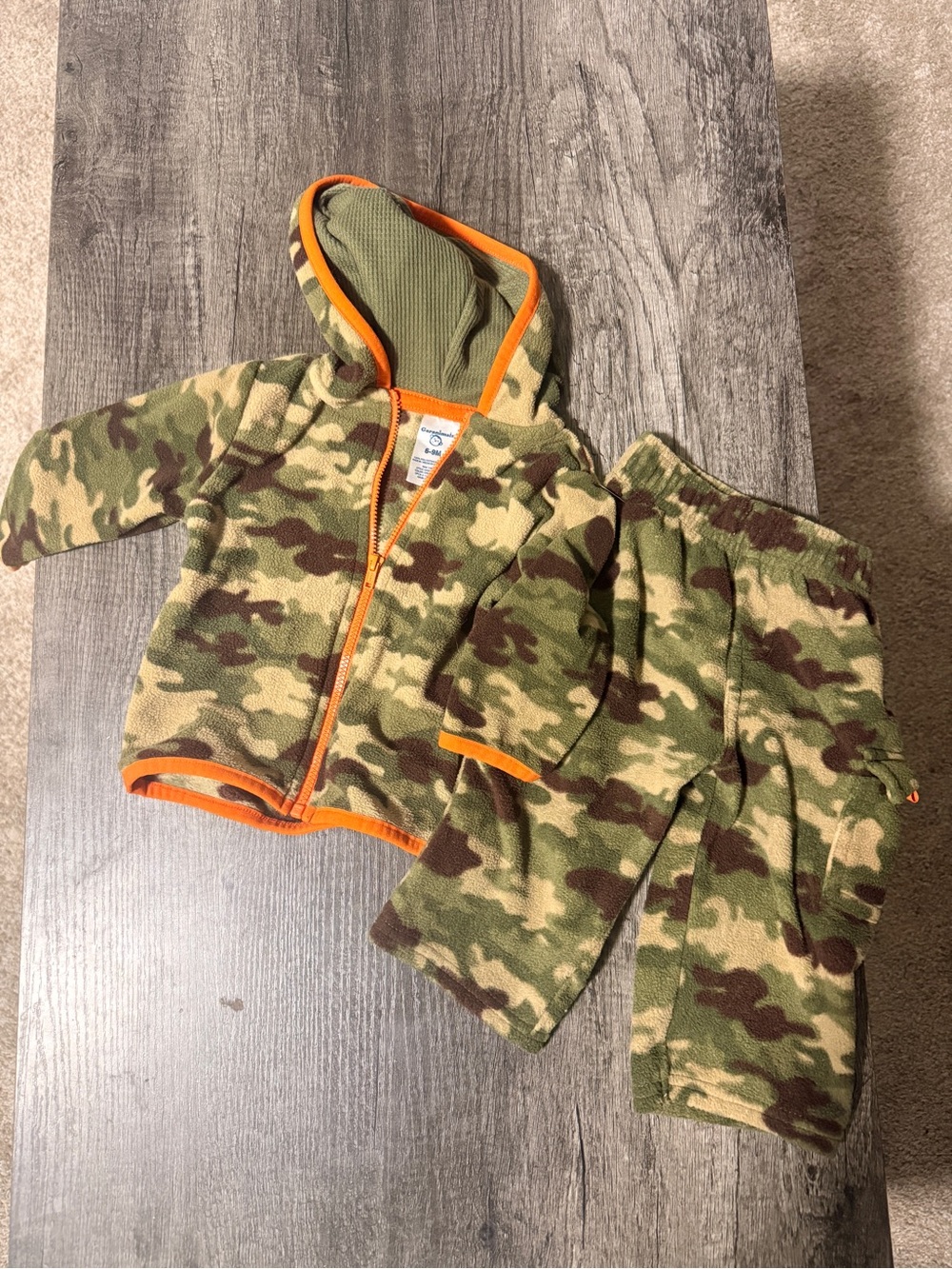 Garanimals Olive Camo Fleece Set with Orange Trim